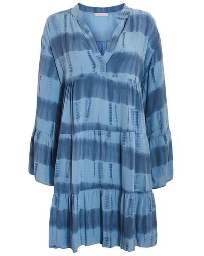 Quiz Tie Dye Smock Dress - Blue