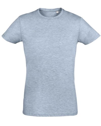 Sol's Regent Slim Fit Short Sleeve T-Shirt (Heather Sky) Cotton - Blue