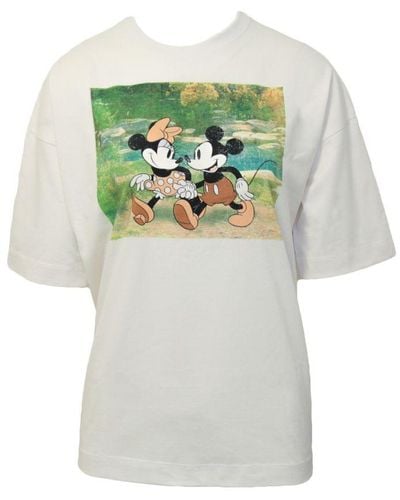 Disney Ladies Lakeside Mickey & Minnie Mouse Oversized T-Shirt (Vintage) - White