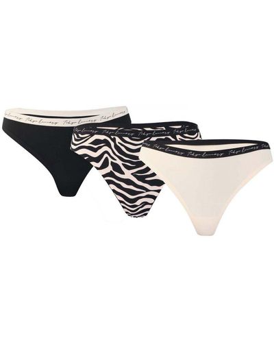 Tokyo Laundry Womenss 3 Pack Zebra Stripe Briefs - Black