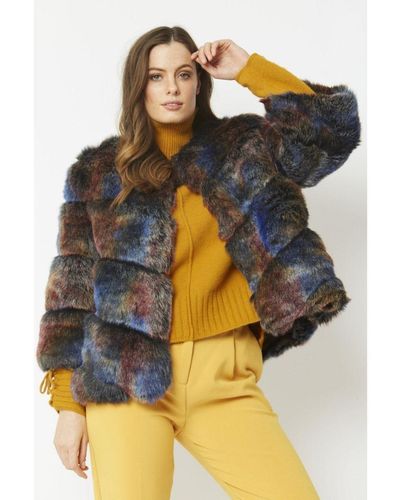 Jayley Luxury Multi Faux Fur Jacket - Multicolour