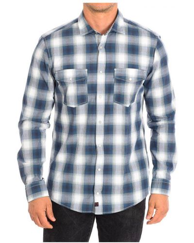 Strellson Casual Long Sleeve Shirt 10004718 Man Cotton - Blue