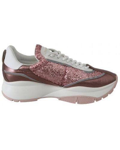 Jimmy Choo Pink Candyfloss Leather Raine Trainers Fabric