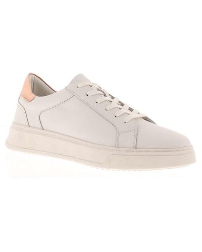 Hush Puppies Trainers Chunky Camille Leather Lace Up White Leather