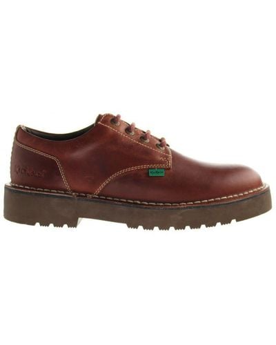 Kickers Daltrey Derby Burgundy Shoes Leather - Brown