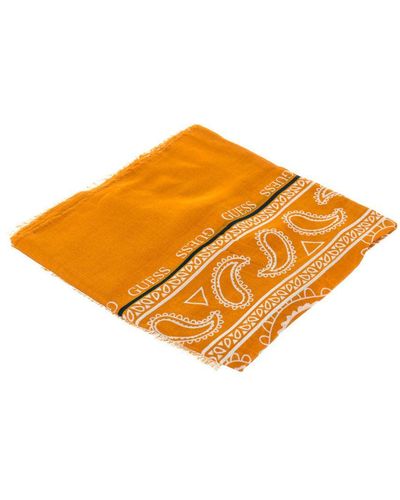 Guess Printed Scarf With Frayed Contours Am8764Mod03 - Orange