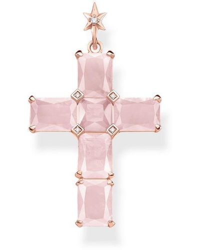 Thomas Sabo ´S Pendant Cross Stones With Star - Pink