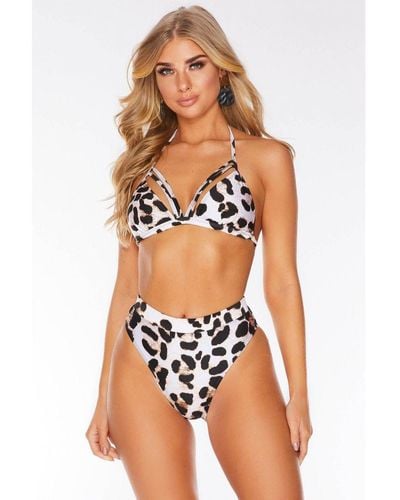Quiz Leopard Print Bikini Top - White
