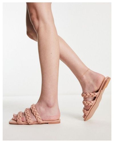 SIMMI London Cressida Plaited Strap Flat Sandals - Pink