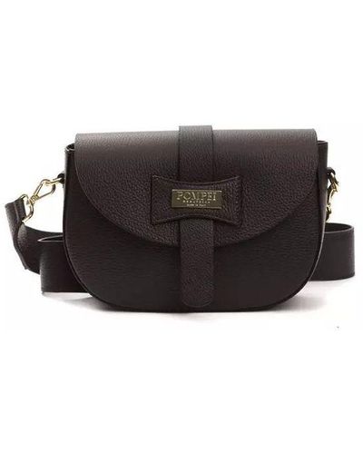 Pompei Donatella Brown Leather Crossbody Bag - Black