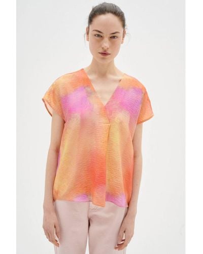 Inwear Tie-dye Semi-transparante Top Tedraiw Oranje/roze