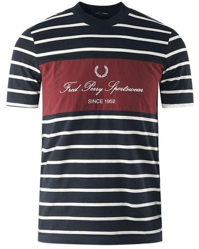 Fred Perry Embroidered Stripe T-Shirt - Blue