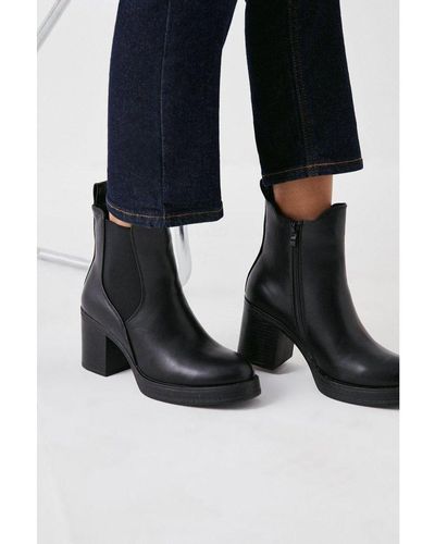 Oasis Round Toe Platform Ankle Boots - Black