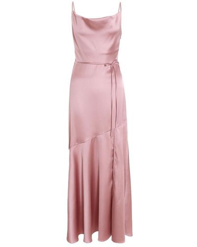 Quiz Pale Satin Strappy Maxi Dress - Pink