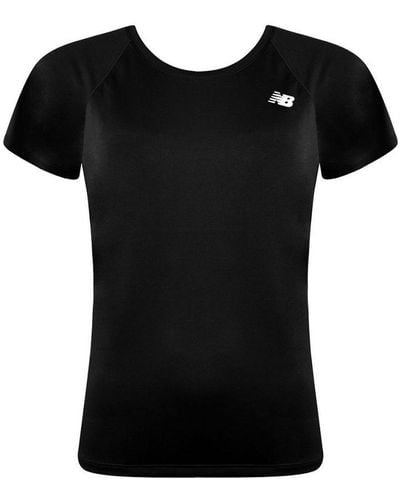 New Balance Short Sleeve Black Round Neck Core Run T-shirt Wt93868 Bk