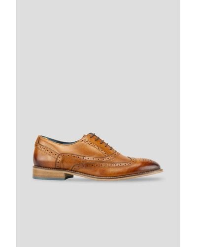 Oswin Hyde Winston Tan Brogue Oxford Leather Shoes - White