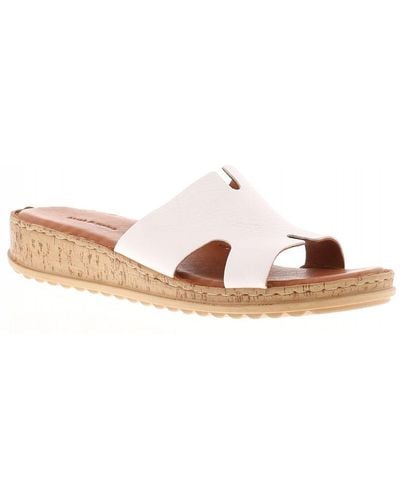 Hush Puppies Sandals Low Wedge Eloise Leather Slip On White Leather - Pink