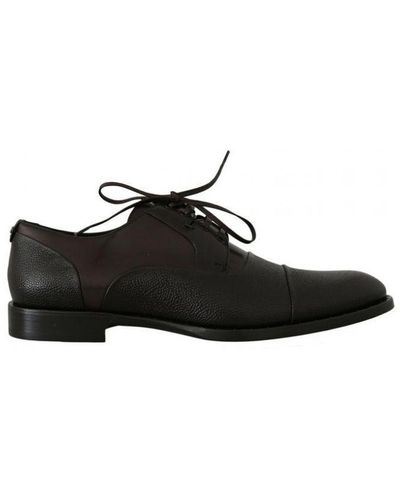 Dolce & Gabbana Brown Leather Laceups Dress Shoes - Black