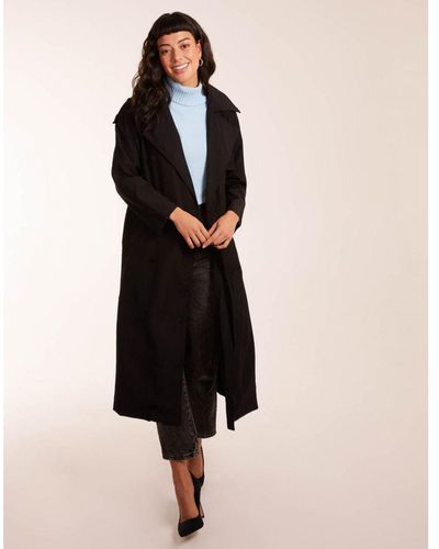 Blue Vanilla Double Breasted Trench Coat - Black