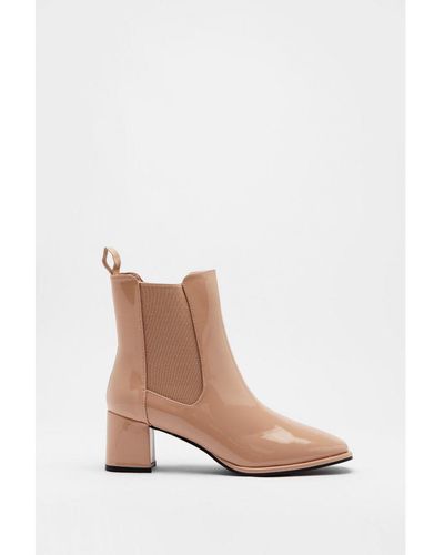 Warehouse Patent Heeled Chelsea Boots - White