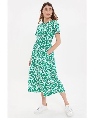 Threadbare 'Danni' Cotton Smock-Style Dress - Green