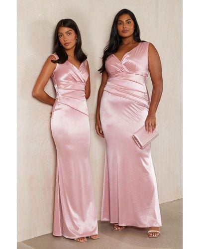 Quiz Ruched Maxi Dress - Pink
