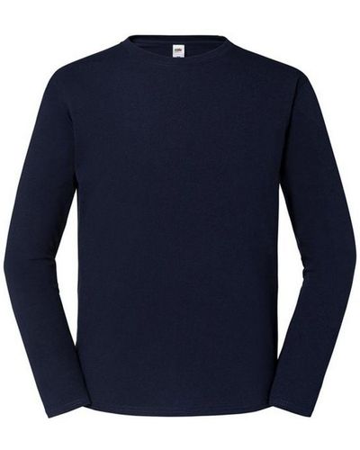 Fruit Of The Loom Iconic 195 Premium Ringspun Cotton Long-Sleeved T-Shirt (Deep) - Blue