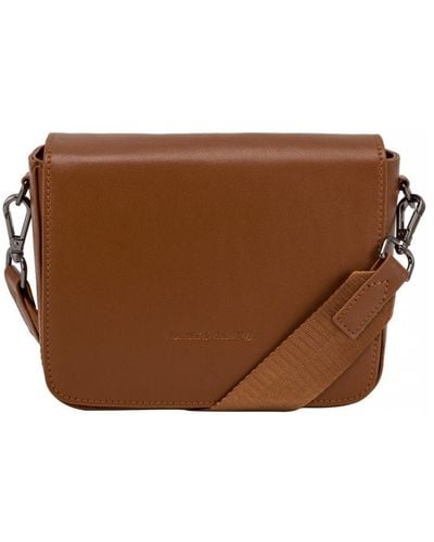 Smith & Canova Smooth Leather Flap Over Cross Body Bag - Brown