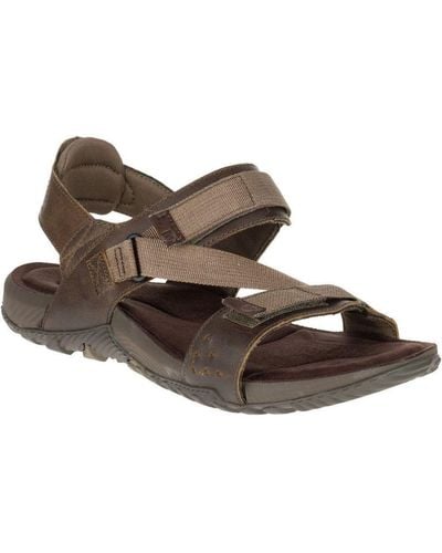 Merrell Terrant Strap Leather Breathable Mesh Walking Sandals - Brown