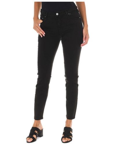 Met Long Denim Trousers Made Of Elastic Fabric 10db50255-g239 Woman Cotton - Black