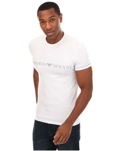 Armani Herren Logo T-shirt Van Bio-baumwolle In Weiß - Wit