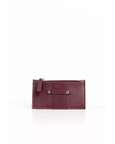 Trussardi Brown Leather Wallet - Purple