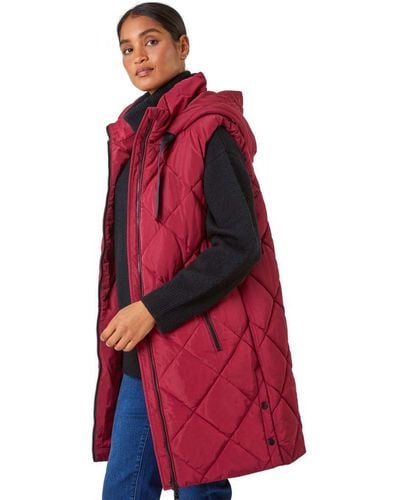 Roman Diamond Quilted Padded Gilet - Red