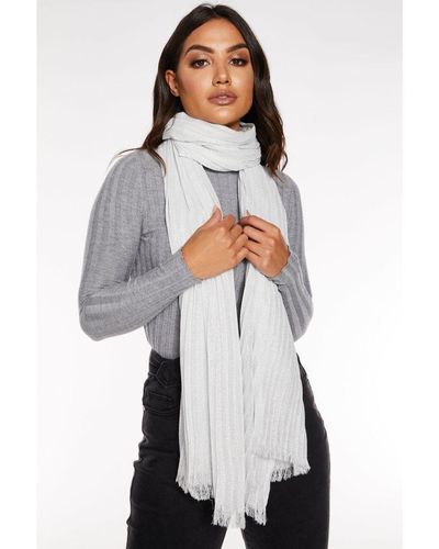 Quiz Silver Shimmer Pleated Scarf - White