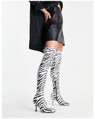 ASOS Kindred Heeled Square Toe Over The Knee Boots - White