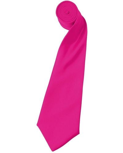 PREMIER Plain Satin Tie (Narrow Blade) (Pack Of 2) () - Pink