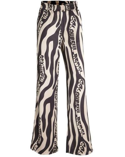 Colourful Rebel High Waist Loose Fit Pantalon Melody Zebra Met Zebraprint Zand/zwart - Wit
