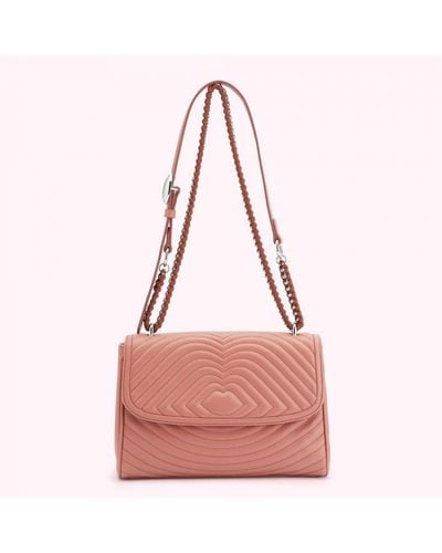Lulu Guinness Agate Lip Ripple Quilted Leather Brooke Crossbody Bag - Pink