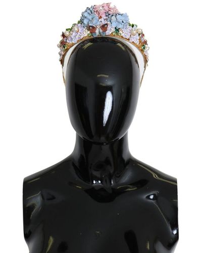 Dolce & Gabbana Gouden Kristal Paarse Hortensia Vlinderkroon Tiara Diadeem - Zwart