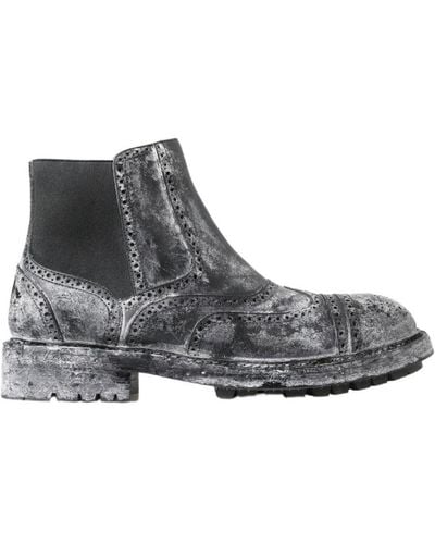 Dolce & Gabbana Leather Ankle Boots - Grey