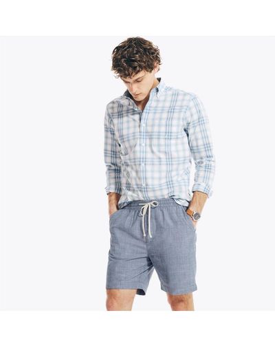 Nautica Textured Cotton Boardwalk Shorts - Blue