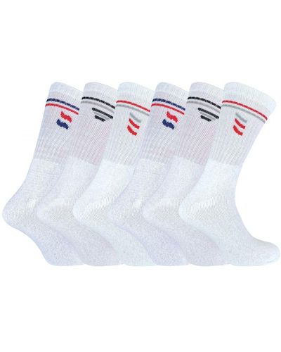Sock Snob 6 Pack Cotton Striped Pattern Trainer Sports Socks - White