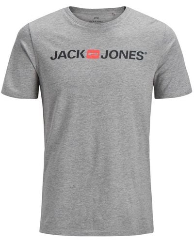 Jack & Jones T-Shirt With Print, R-Neck - Grey