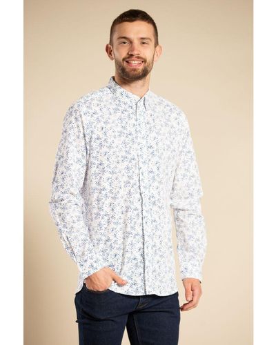French Connection White Cotton Long Sleeve Floral Shirt