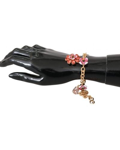 Dolce & Gabbana Gouden Blauwe Ketting Crystal Floral Charms Armband - Meerkleurig