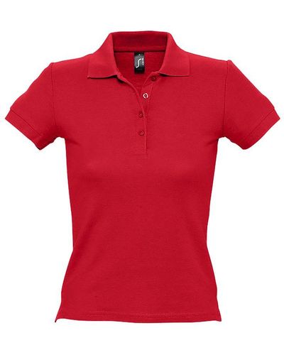 Sol's Vrouwen/ Mensen Pique Korte Mouw Katoenen Poloshirt (rood)