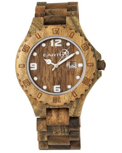 Earth Wood Raywood Bracelet Watch W/date - Metallic