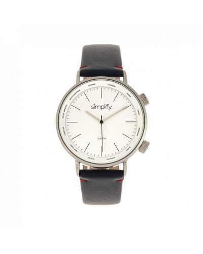 Simplify The 3300 Leather-band Watch Stainless Steel - White