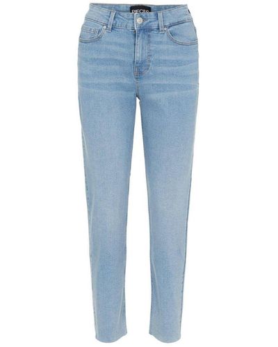 Pieces Straight Fit Jeans Pcluna Medium Blue Denim - Blauw