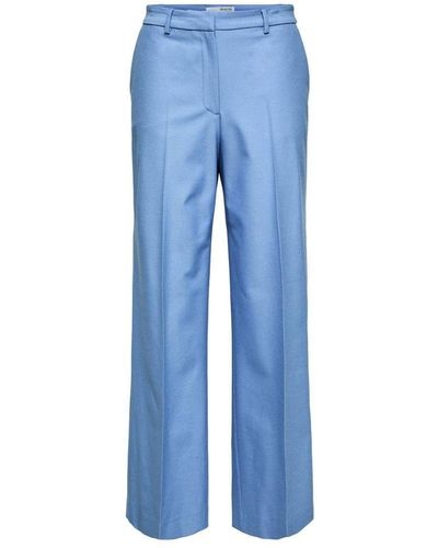 SELECTED High Waist Straight Fit Pantalon Slfeliana Blauw